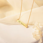 Birthstone Bar Flower and Name Necklace