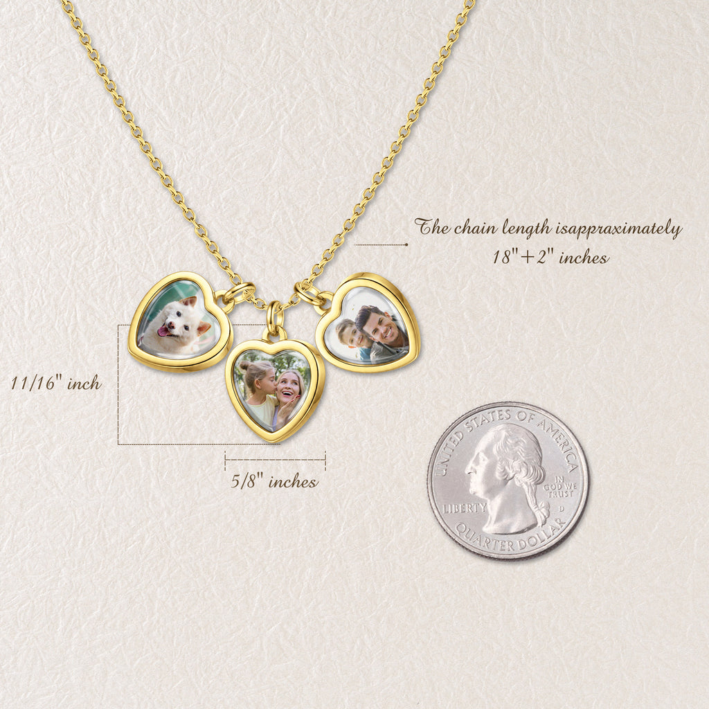 Heart Photo Necklace with Glass Dome Cab