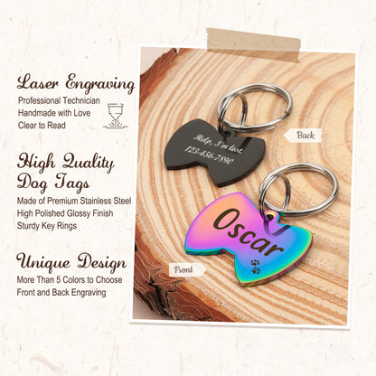 Custom Bow Tie Shaped Pet ID Dog Tag