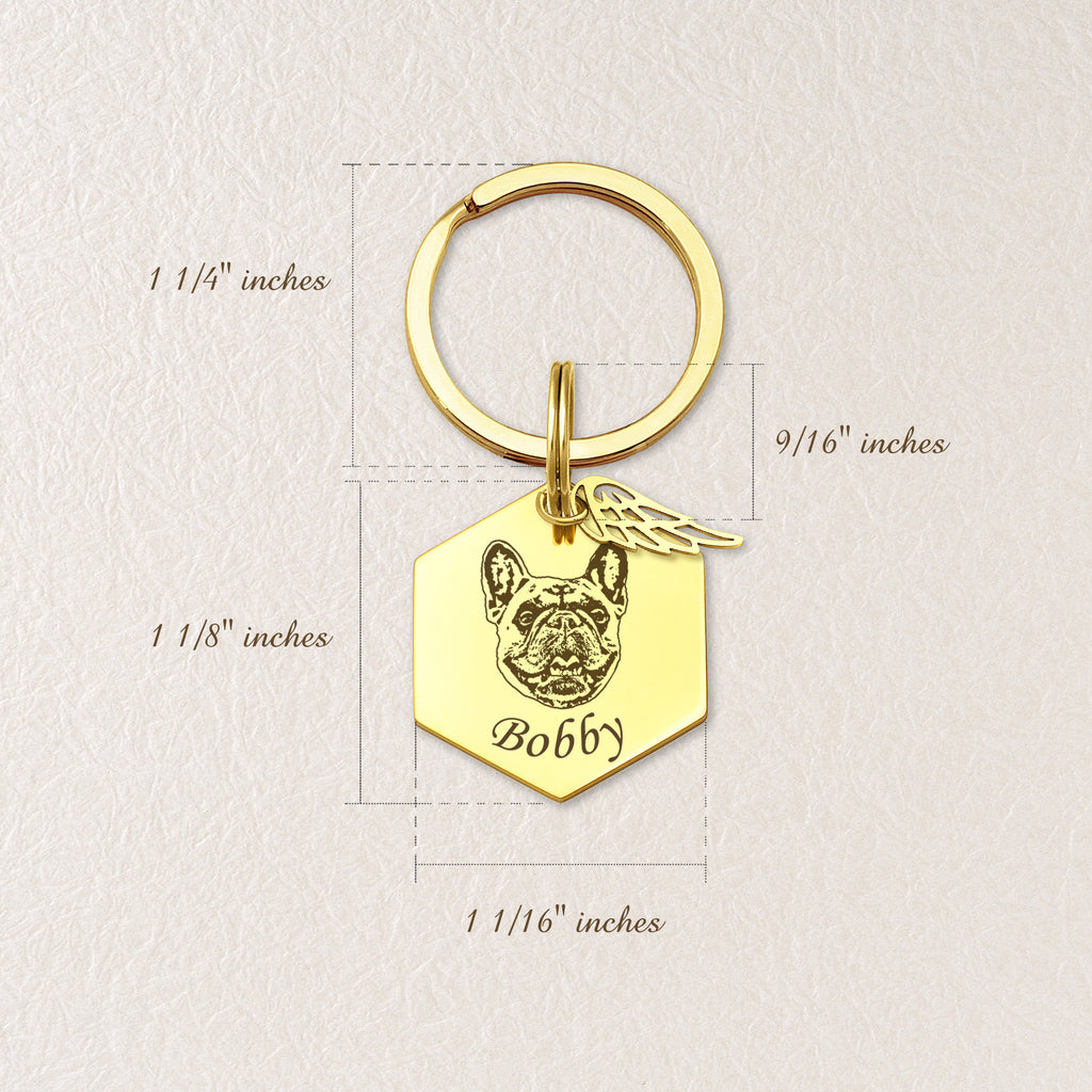 Hexagon Pet Portrait Pet ID Key Chain
