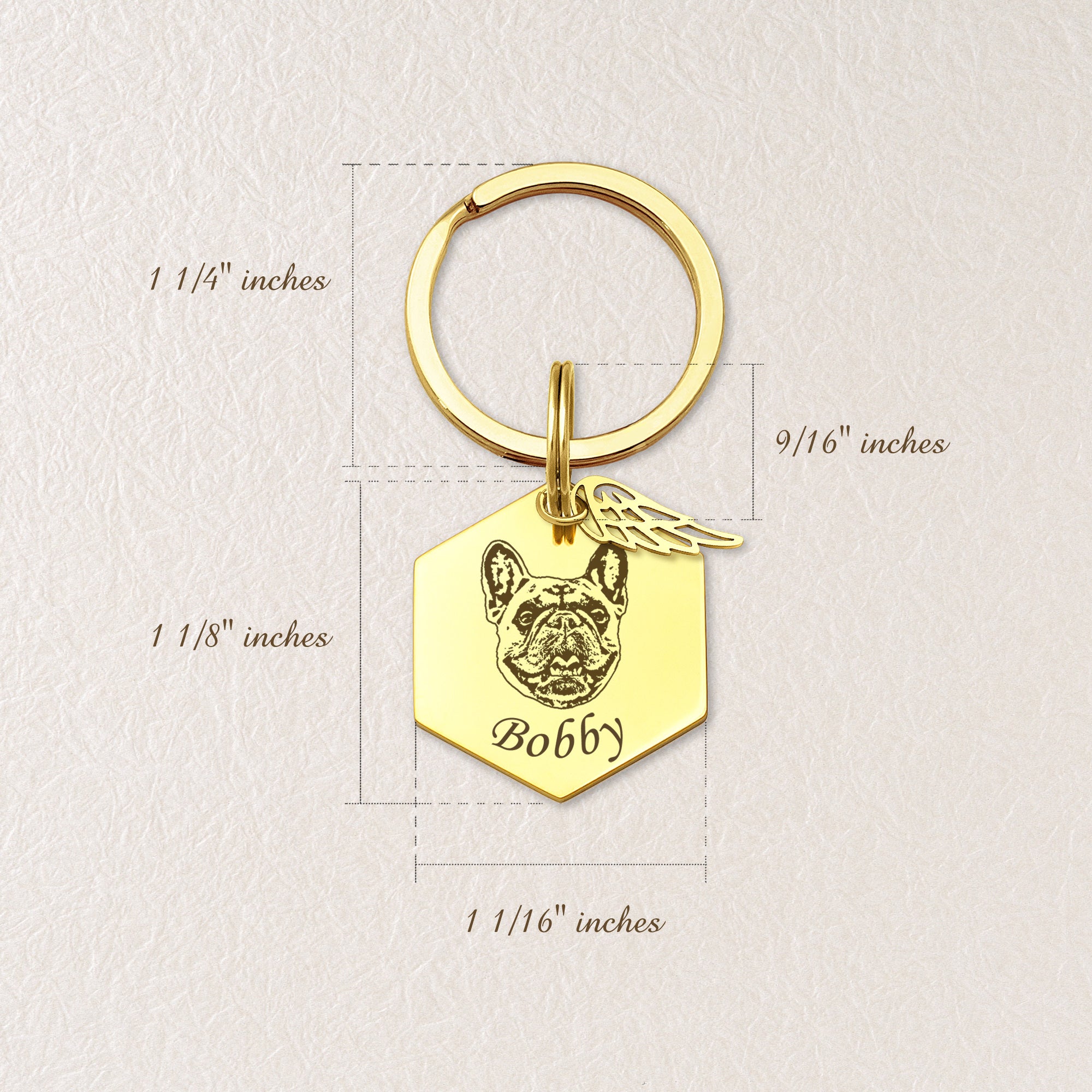 Hexagon Pet Portrait Pet ID Key Chain