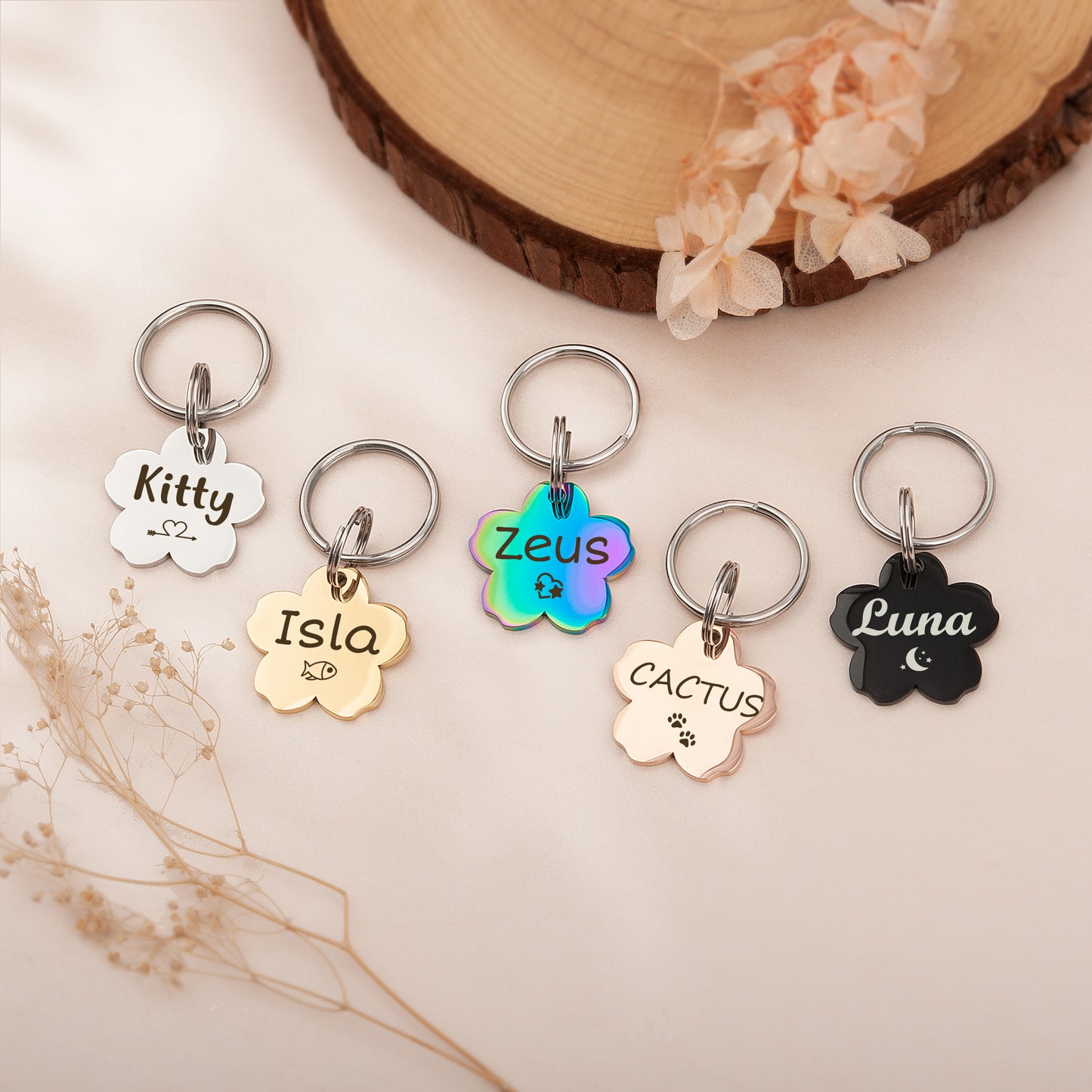 Custom Cherry Blossom Pet ID Dog Tag