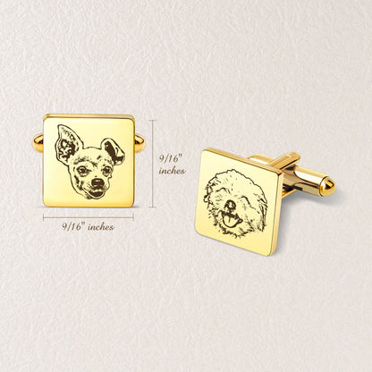 Custom Men's Pet Portrait Wedding Cuff Links