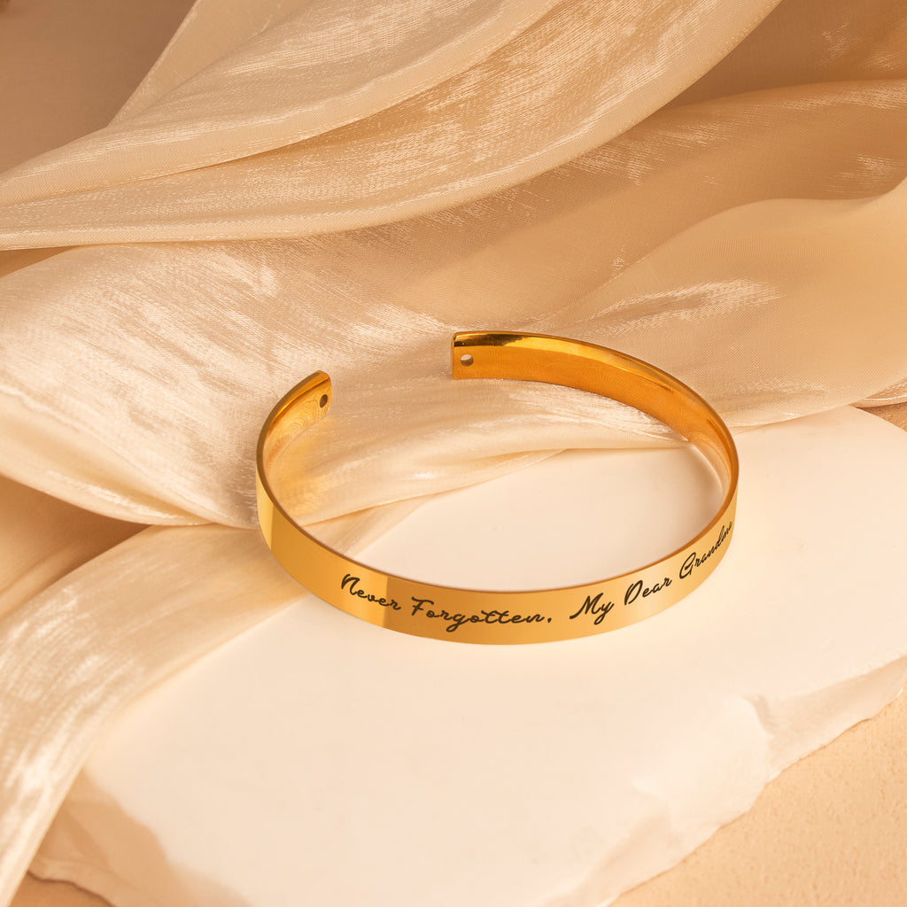 Custom 8mm Memorial Cuff Bangle – Remembrance Keepsake