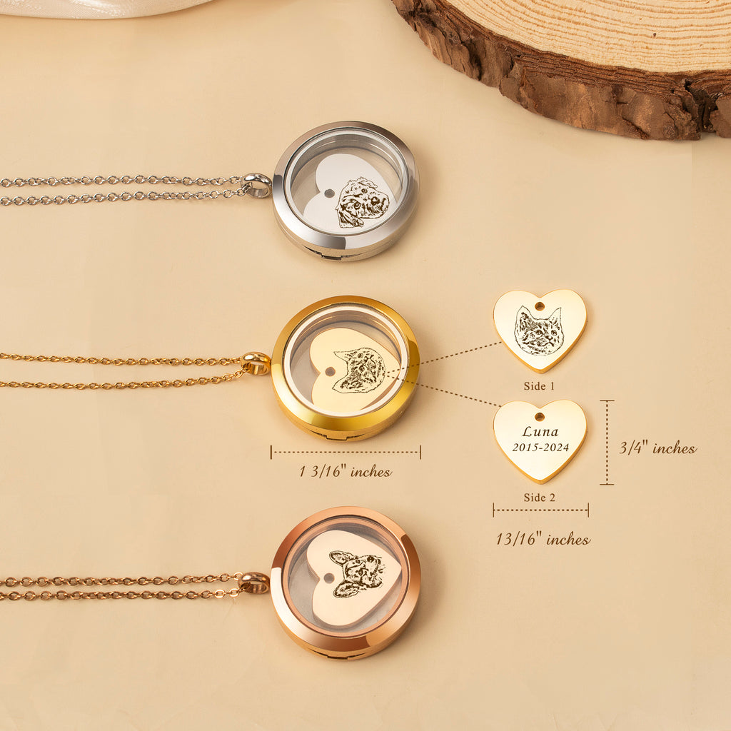 Pet Portrait Charm Locket Necklace
