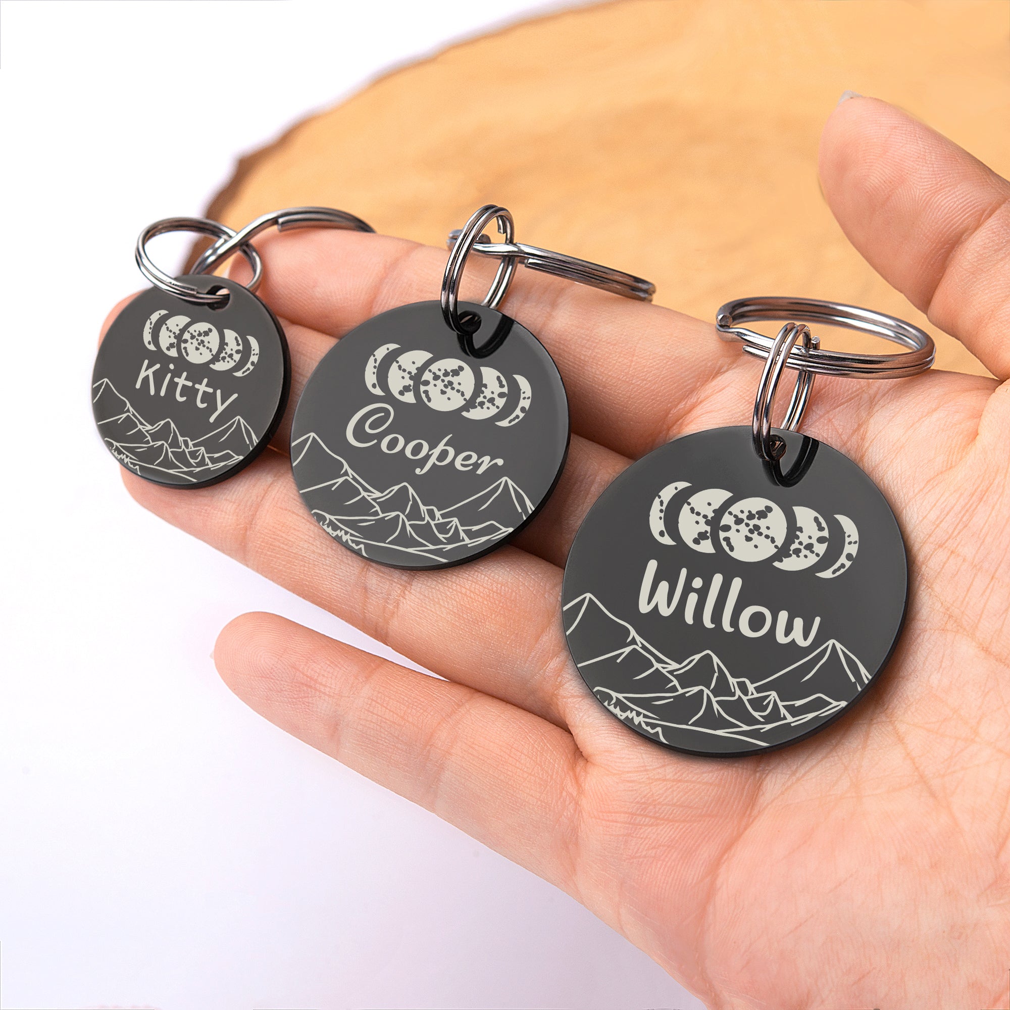 Moon Phases Round ID Pet Tag