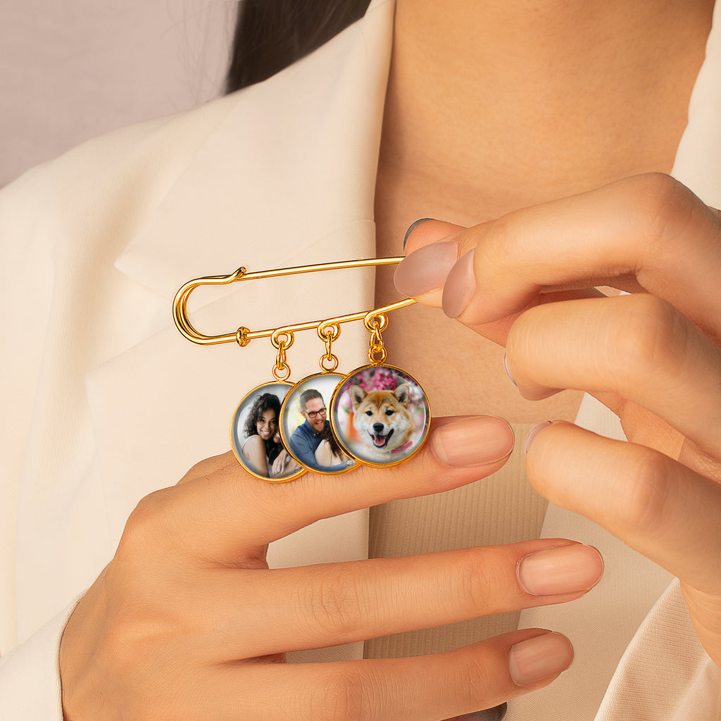 Memorial Photo Brooch Lapel Pin