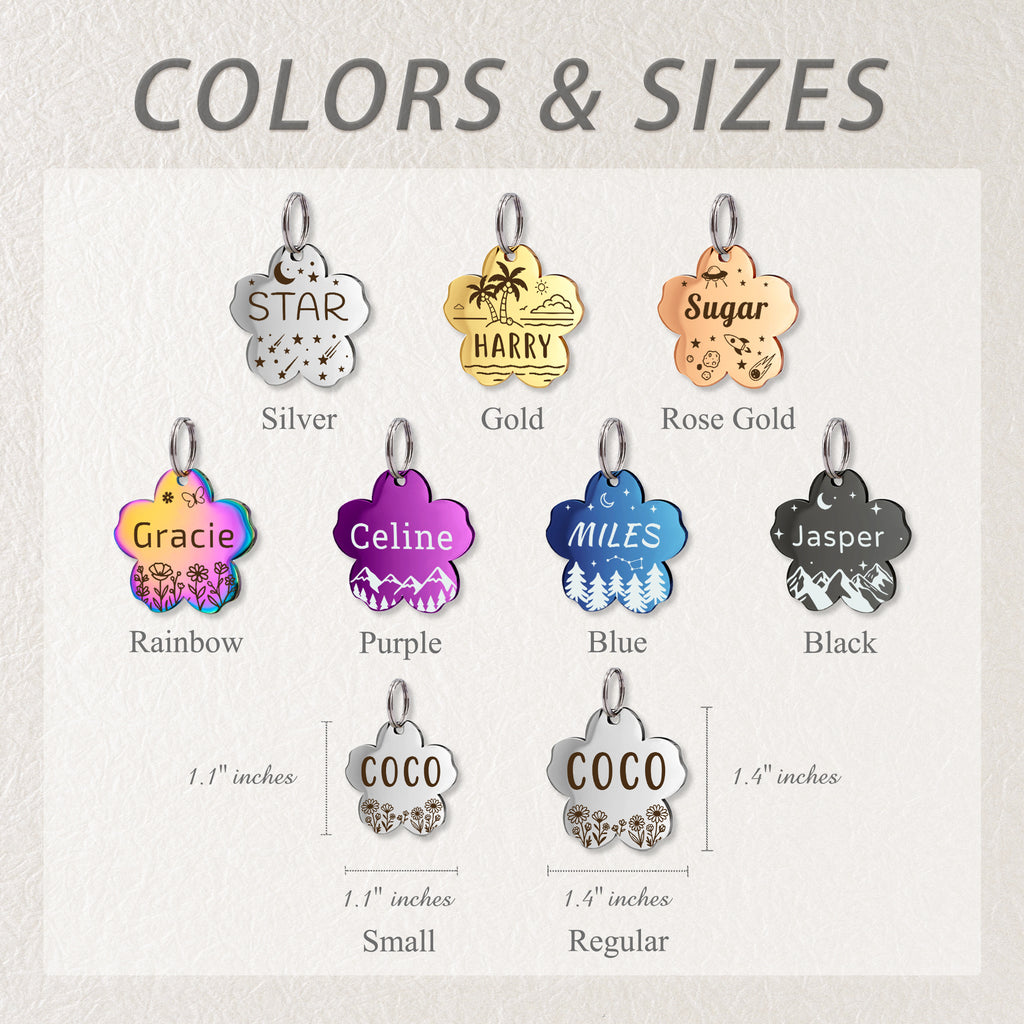 Personalized Cherry Blossom Stainless Steel Pet ID Tag