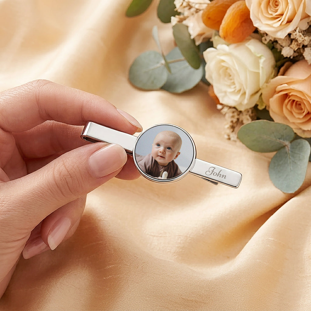 Custom Wedding Photo Tie Clip