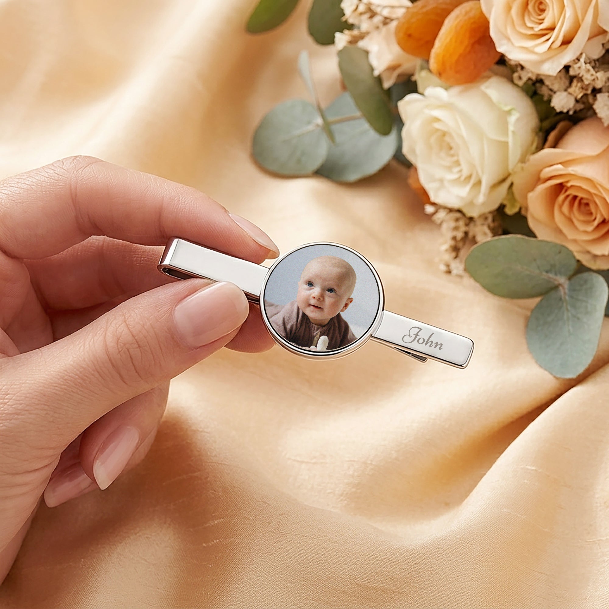 Custom Wedding Photo Tie Clip