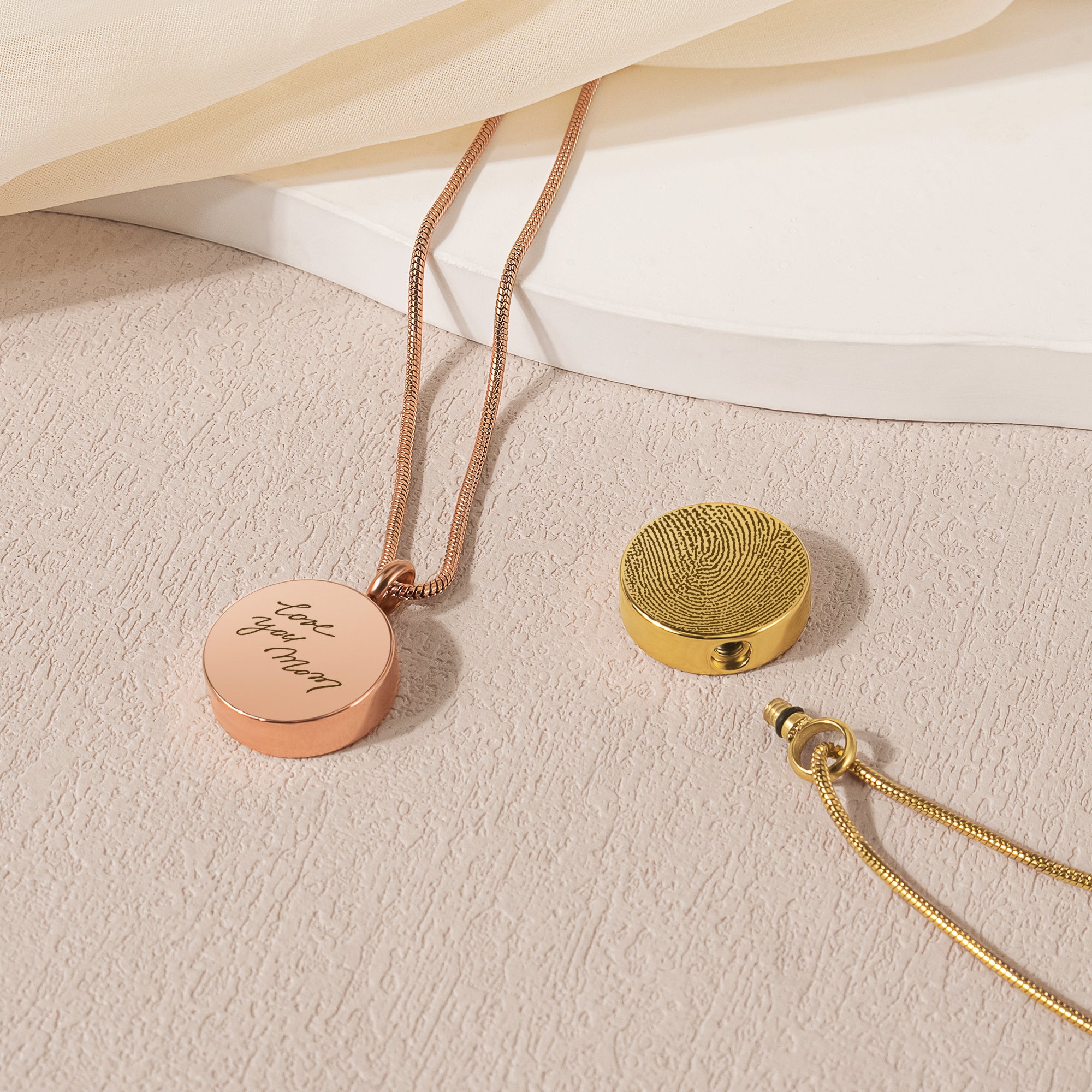 Custom Fingerprint and Handwriting Round Memorial Necklace