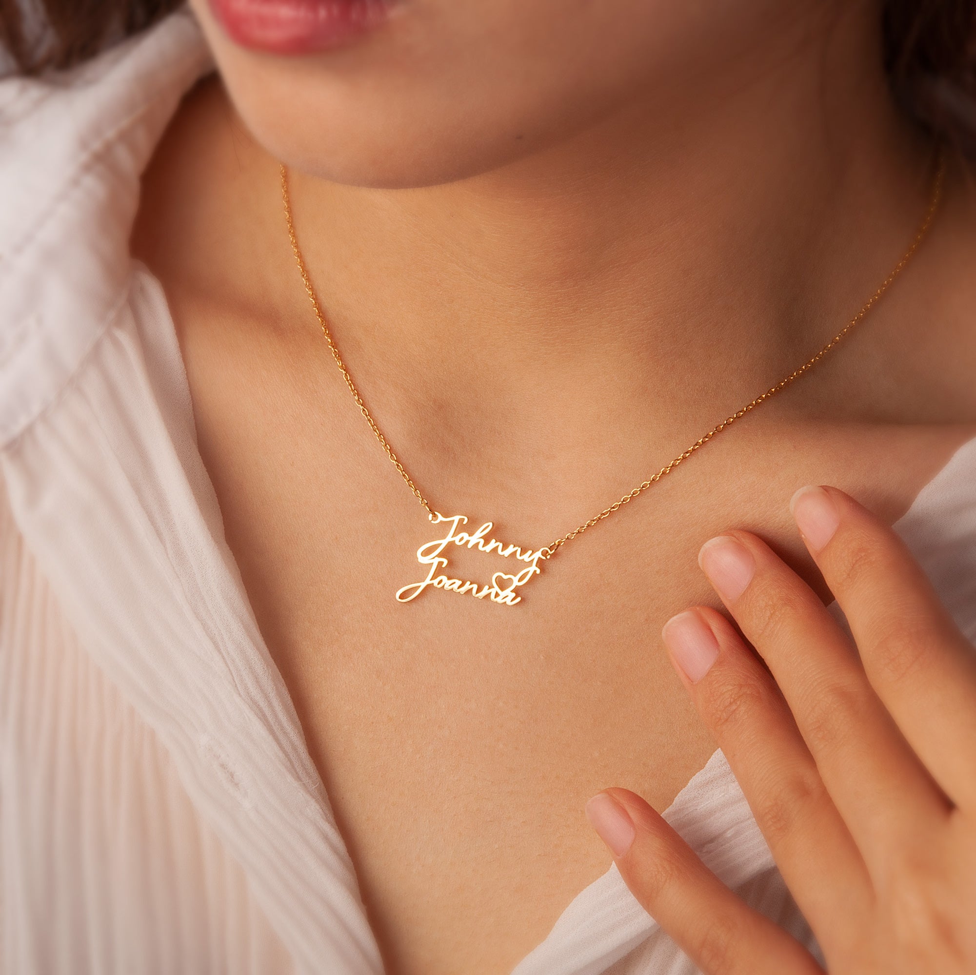 Couple's Name Necklace With Heart