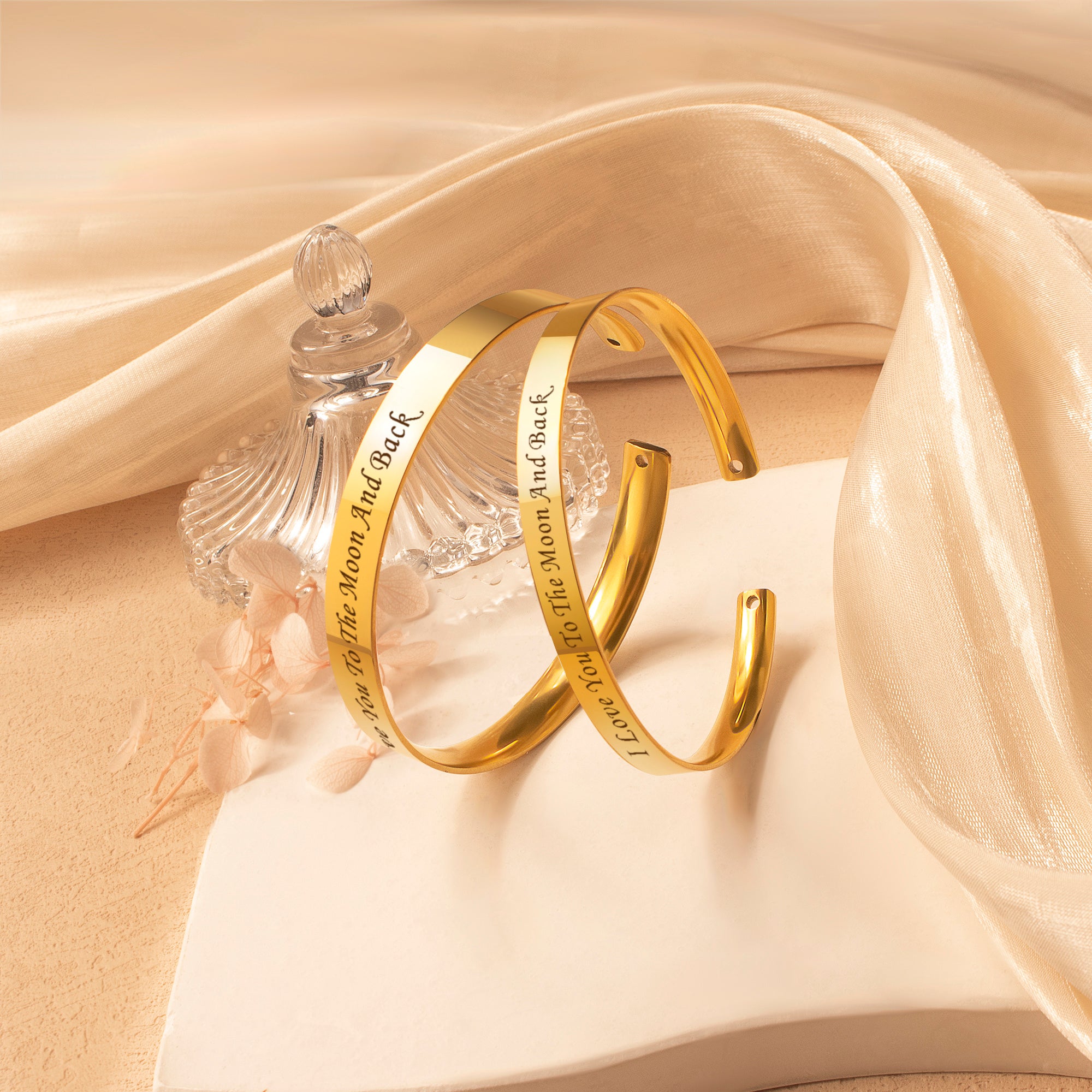 Custom 6mm and 8mm Matching Cuff Bangle Set