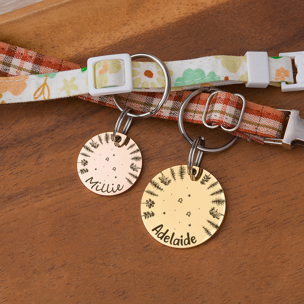 Woods Starry Sky Round Pet ID Dog Tag