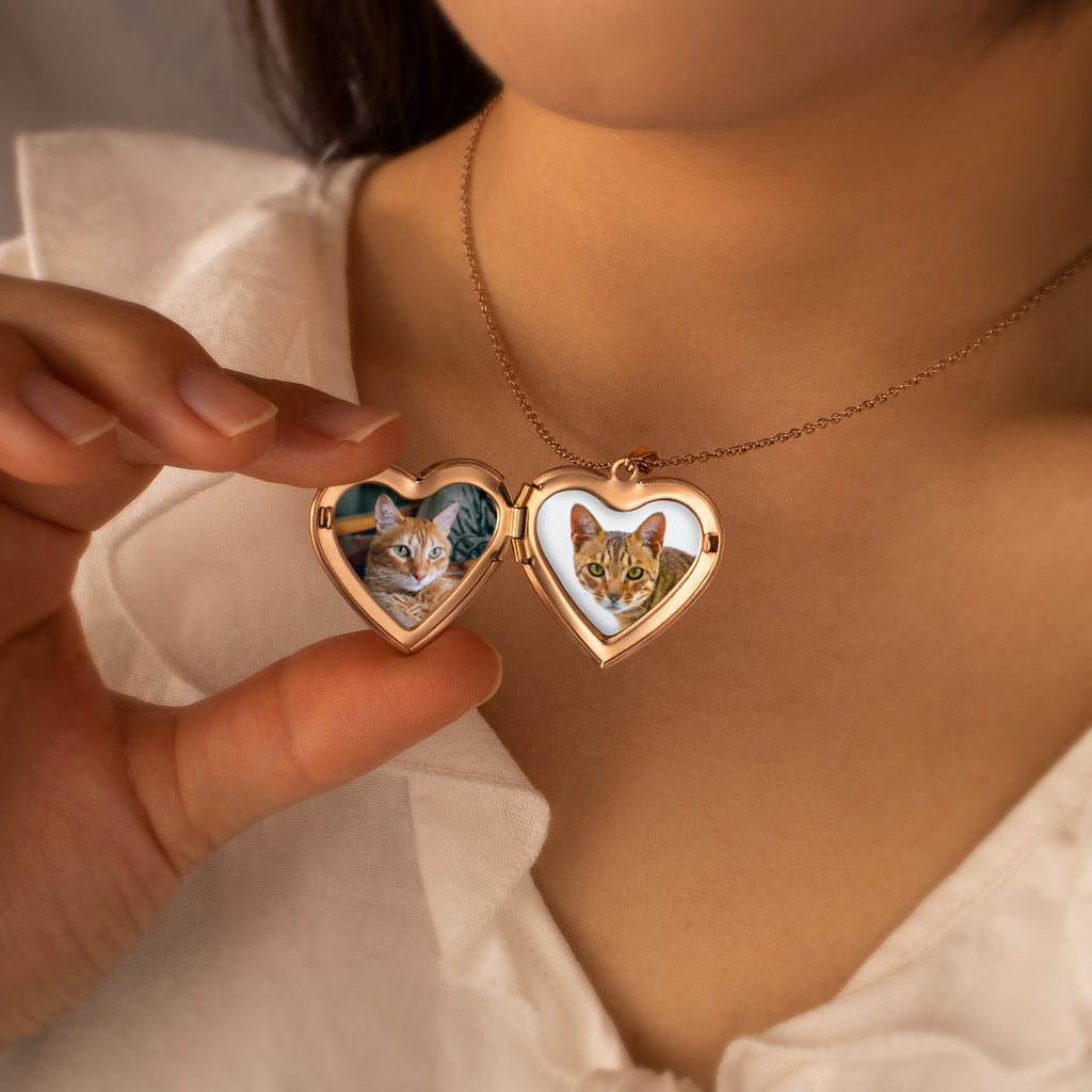 Raise Heart Photo Heart Pet Memorial Locket Necklace