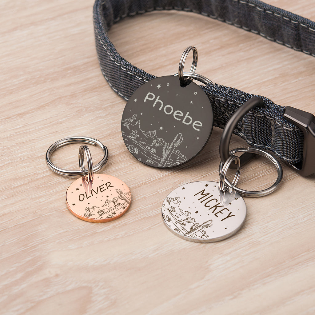 Desert Starry Sky Round Pet ID Dog Tag