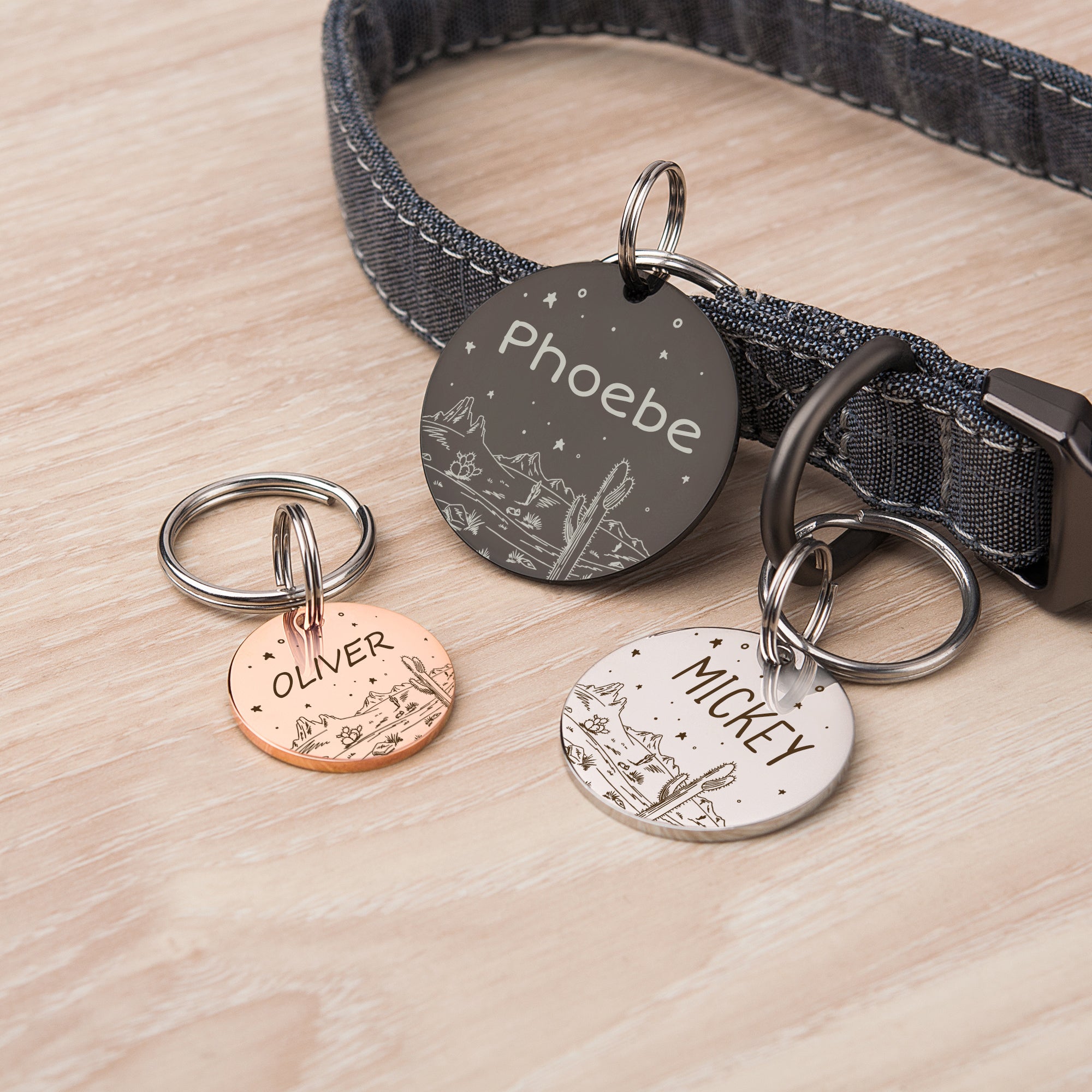 Desert Starry Sky Round Pet ID Dog Tag