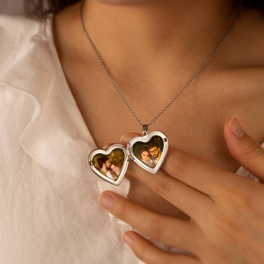 Custom Wave Photo Heart Locket