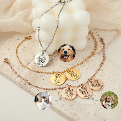 Personalized Pet Portrait Stainless Steel Charm Bracelet