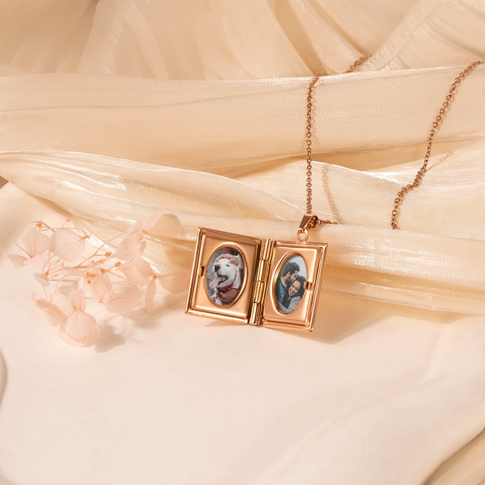 Square Name Photo Locket Necklace