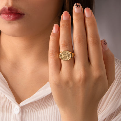 Custom College Emblem Signet Ring