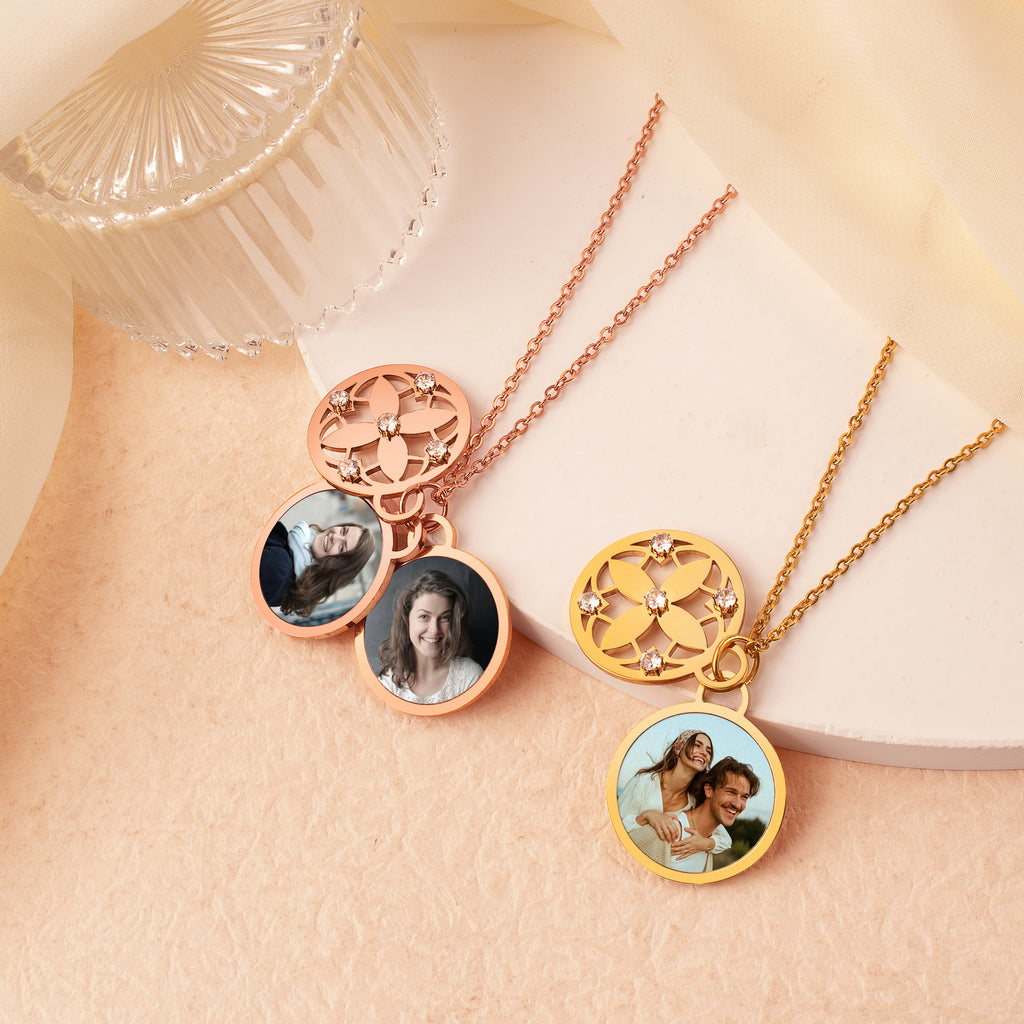 Four Leaf Photo Necklace