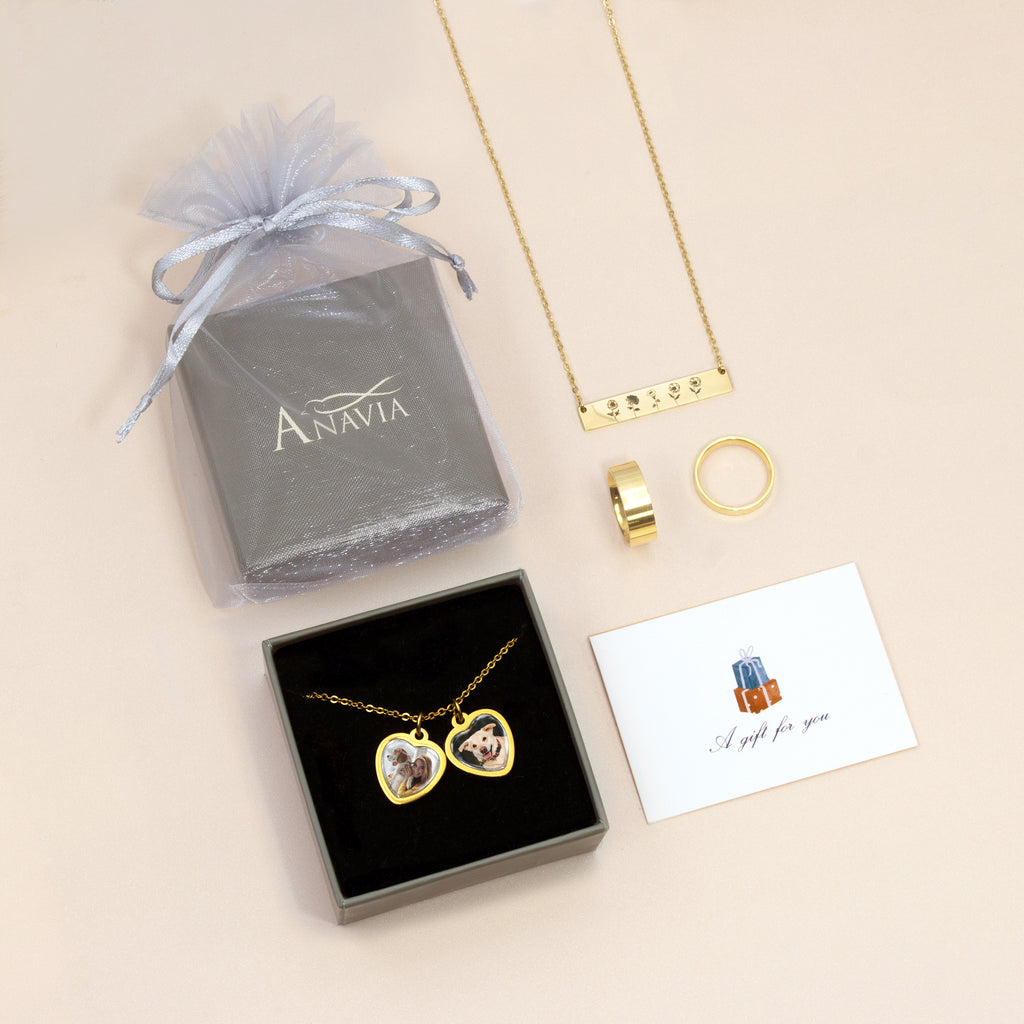 Heart Photo Necklace with Glass Dome Cab