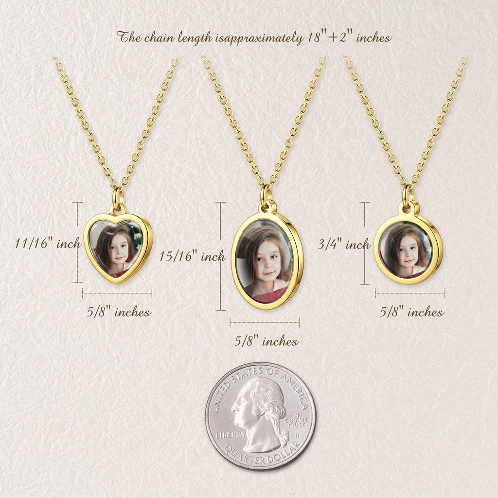 Multi-Shape Photo Necklace with Glass Dome Cab