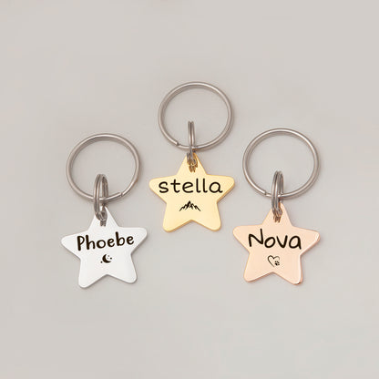 Personalized Star Shaped Name and Icon Pet ID Dog Tag