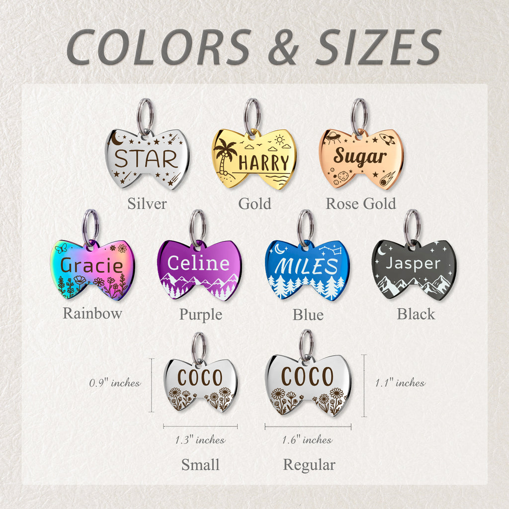 Personalized Bow Tie Stainless Steel Pet ID Tag