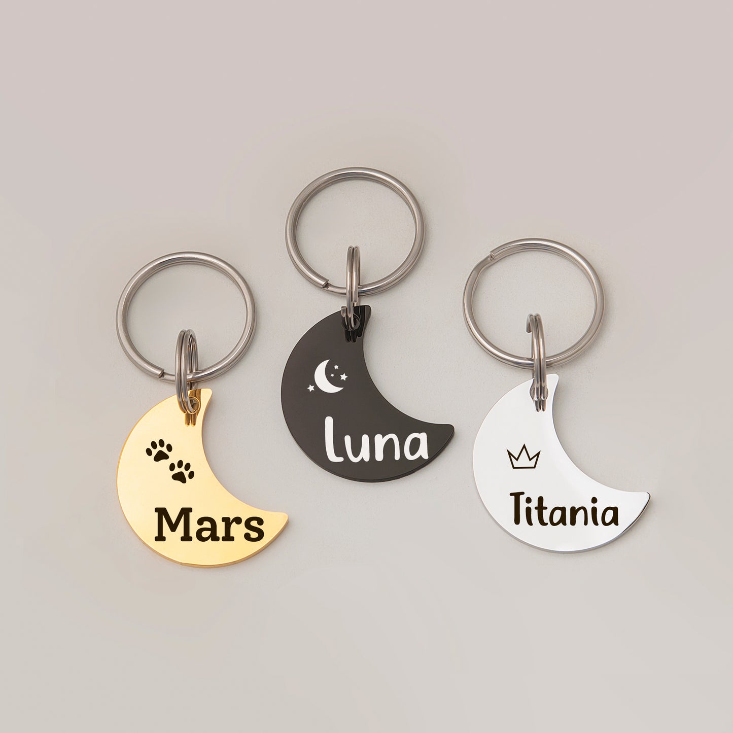 Personalized Moon Shaped Pet ID Dog Tag for Pets