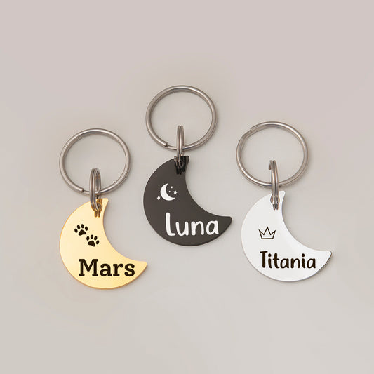 Personalized Moon Shaped Pet ID Dog Tag for Pets