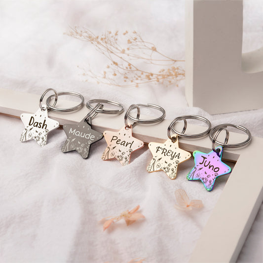 Personalized Wildflowers Star Shaped Pet ID Dog Tag for Cat or Dog