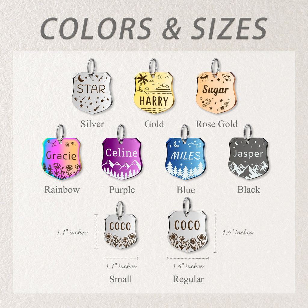 Personalized Shield Stainless Steel Pet ID Tag