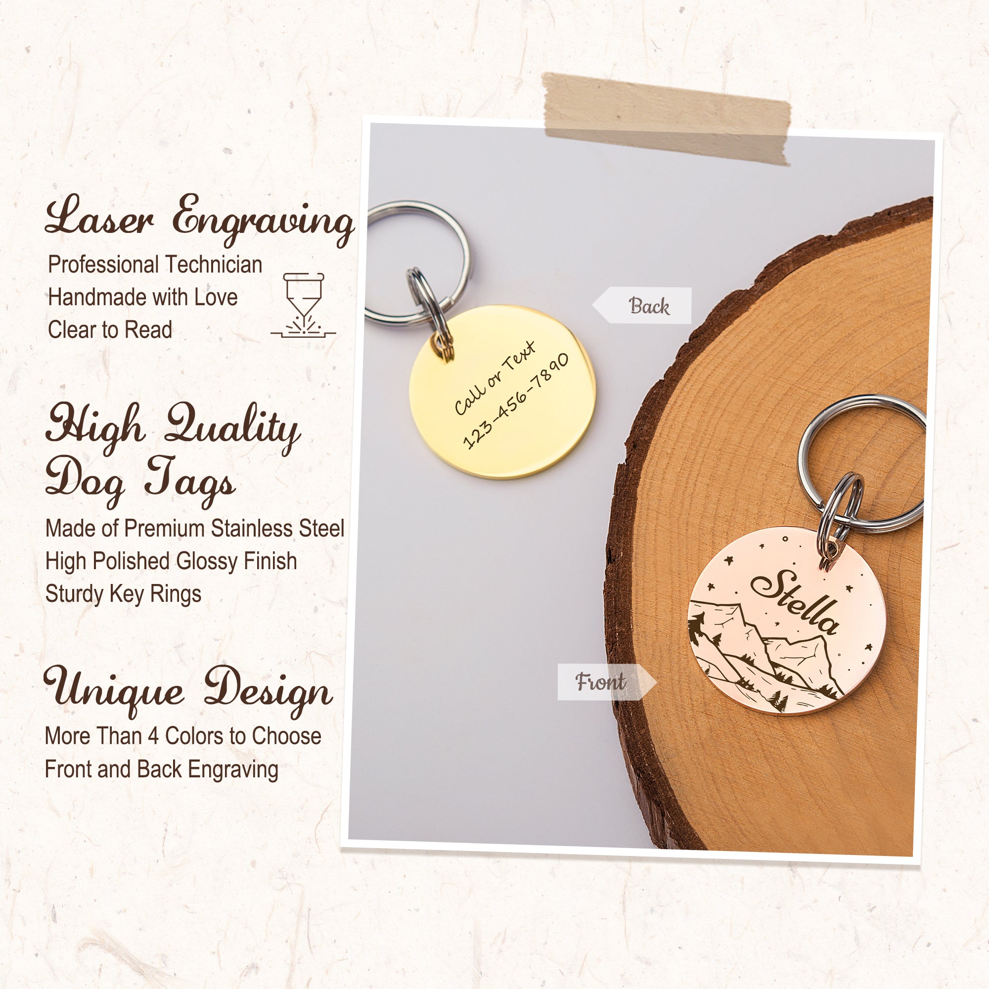 Mountain Starry Sky Round Pet ID Dog Tag