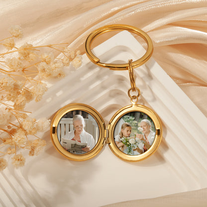 Custom Flower Garden Photo Locket Key Chain