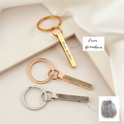 Personalized Fingerprint 4-Sided Bar Memorial Ashes Holder Key Chain