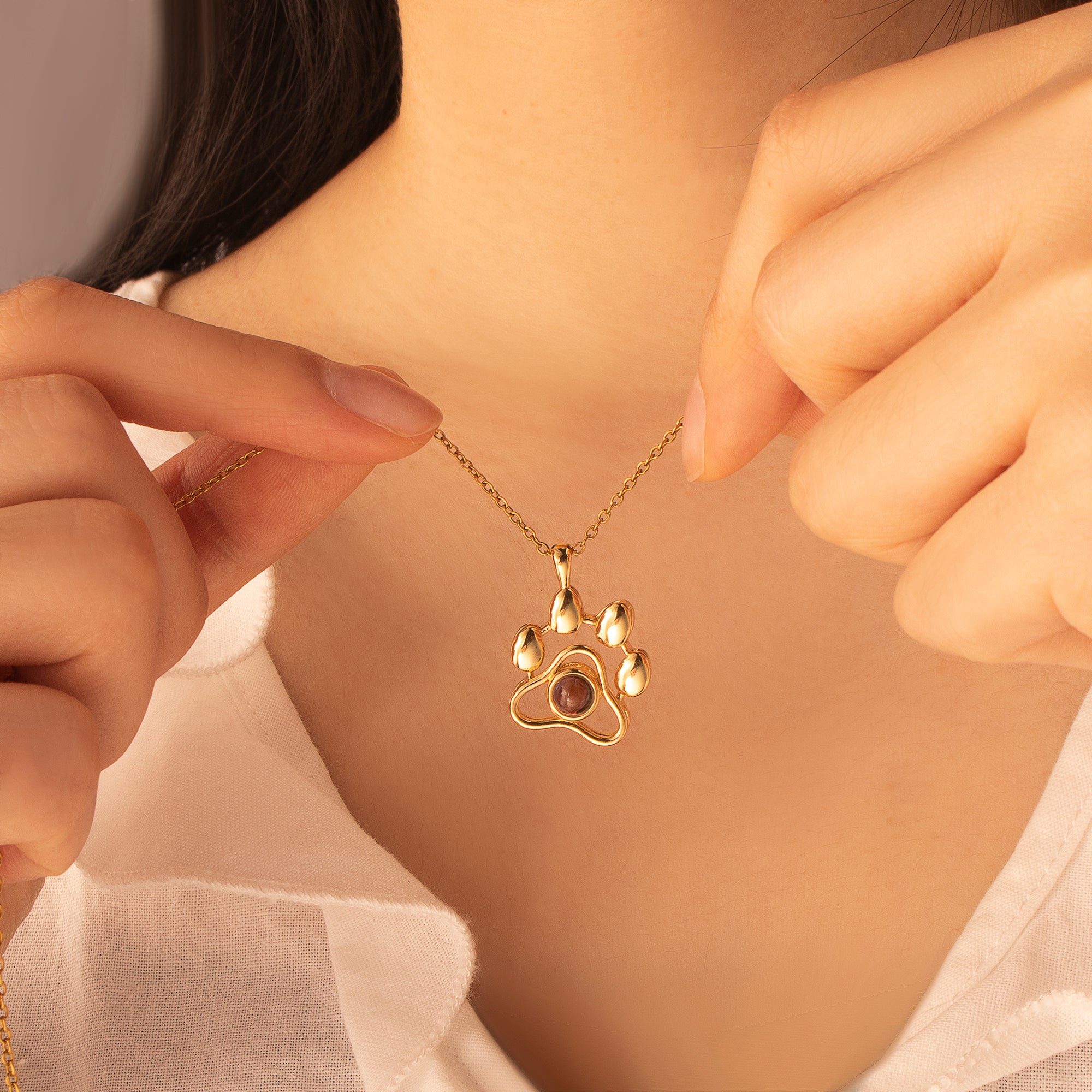 Paw Print Photo Photo Projection Necklace
