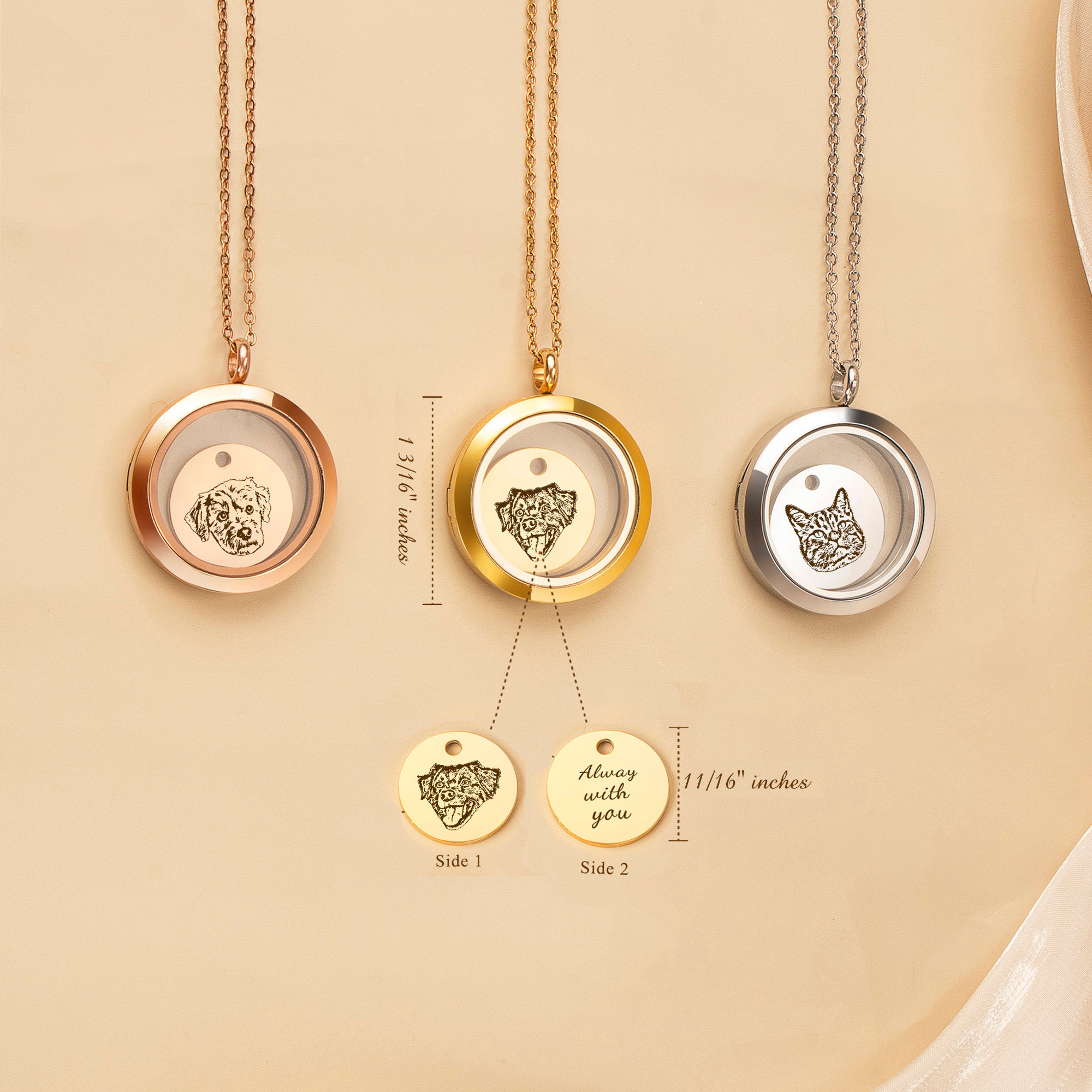 Pet Portrait Charm Locket Necklace
