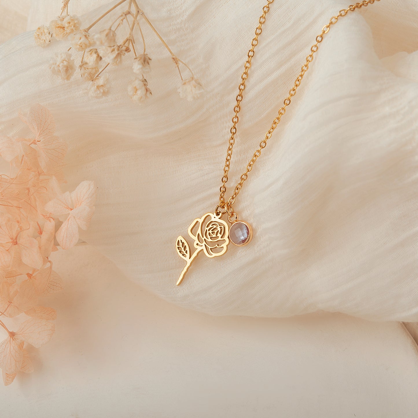 18K Gold Plated Birth Flower Necklace