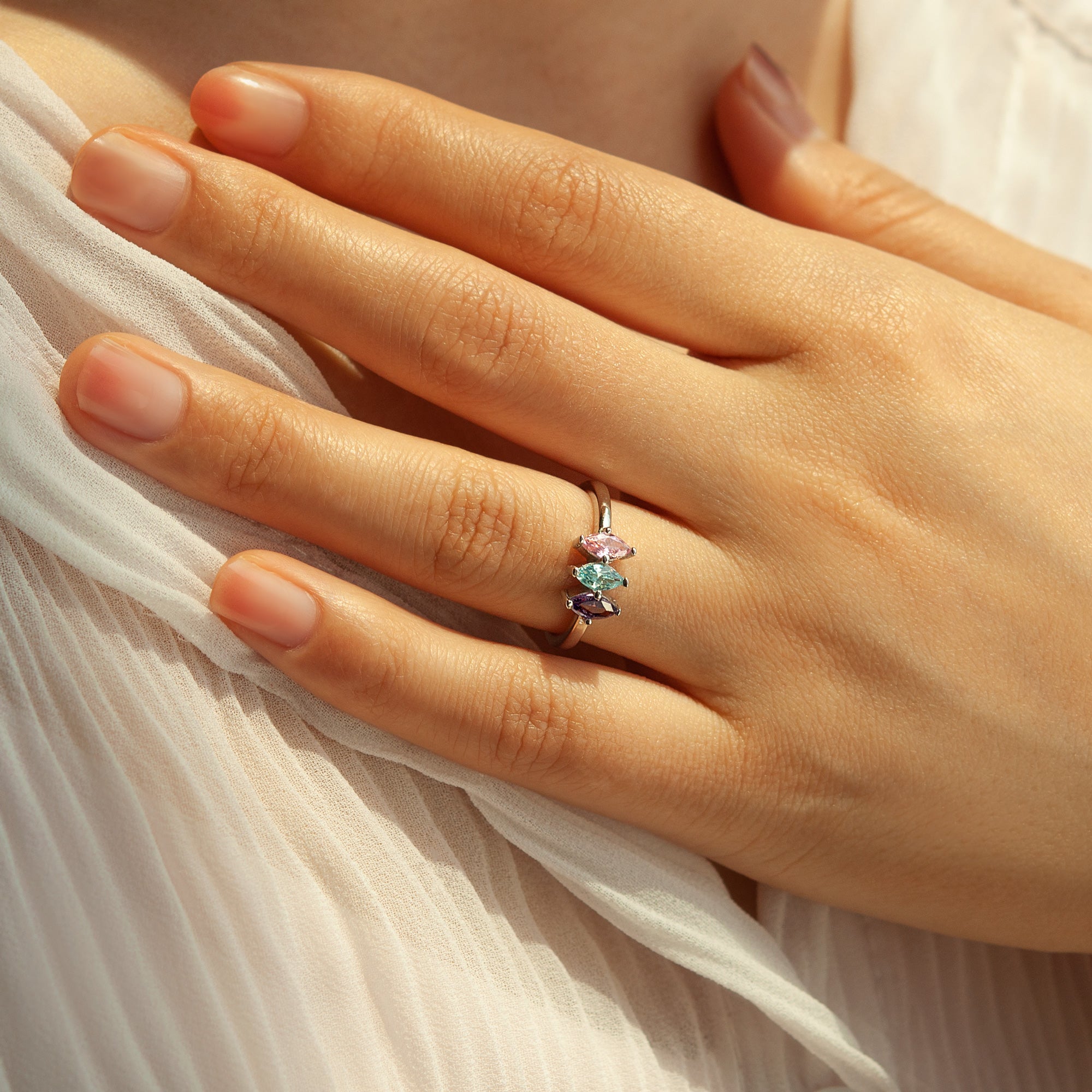 Custom Diamond Shaped Birthstone Ring