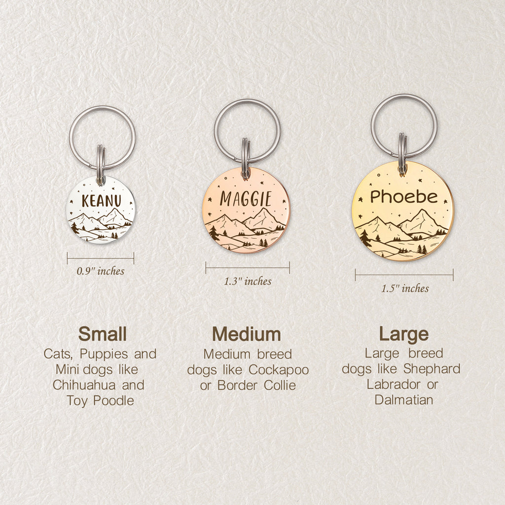 Mountain Starry Sky Round Pet ID Dog Tag