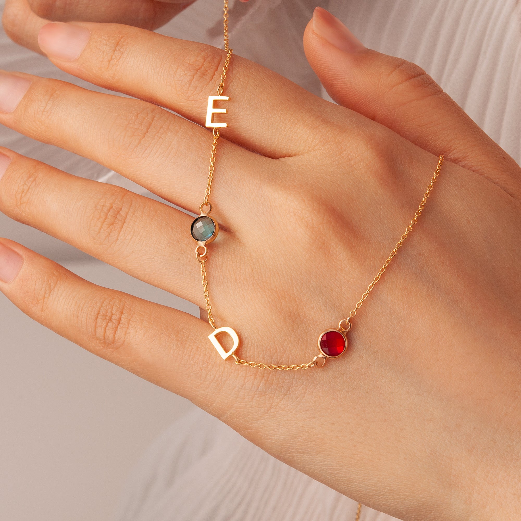 Personalized Charms and Birthstone Necklace