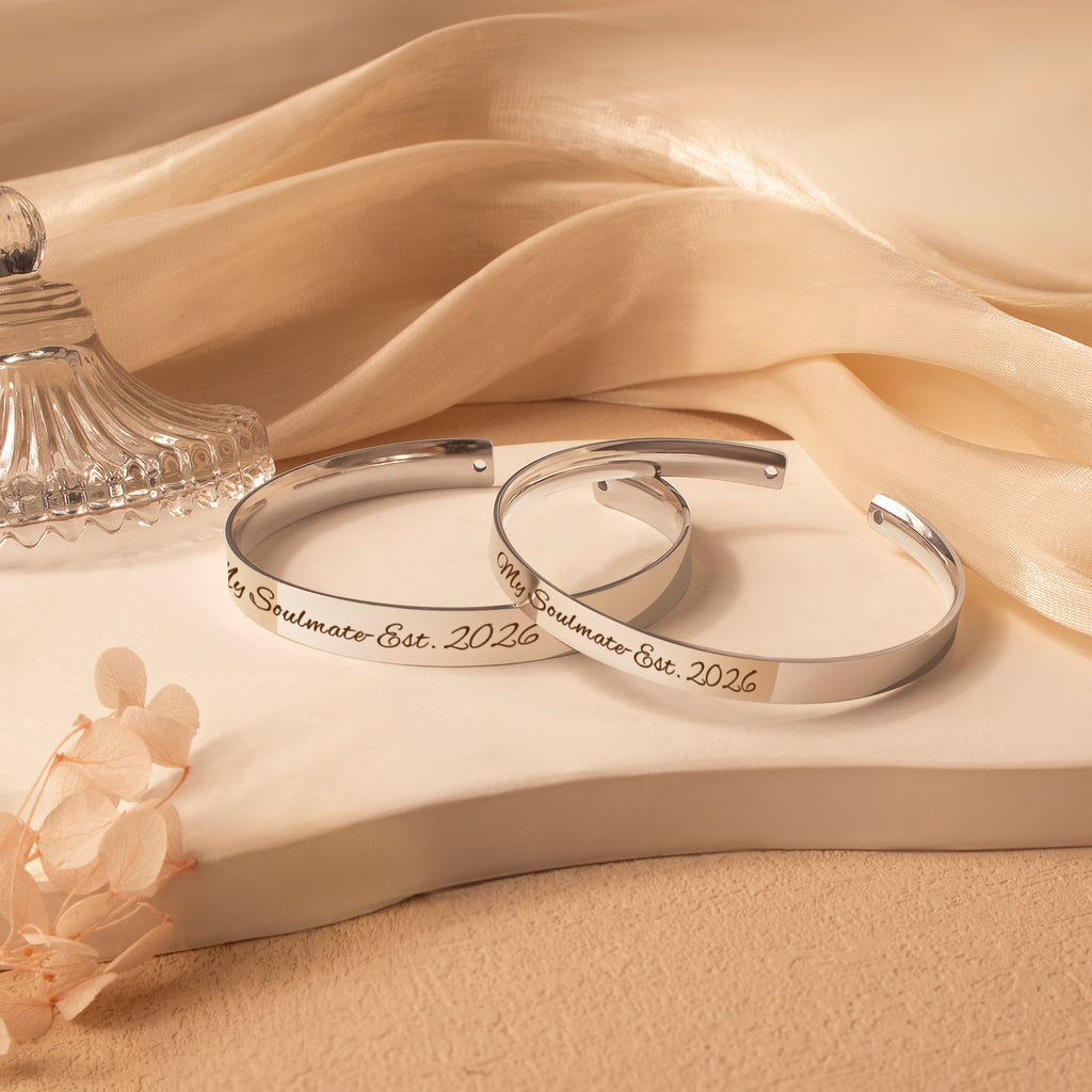 Custom 6mm and 8mm Matching Cuff Bangle Set