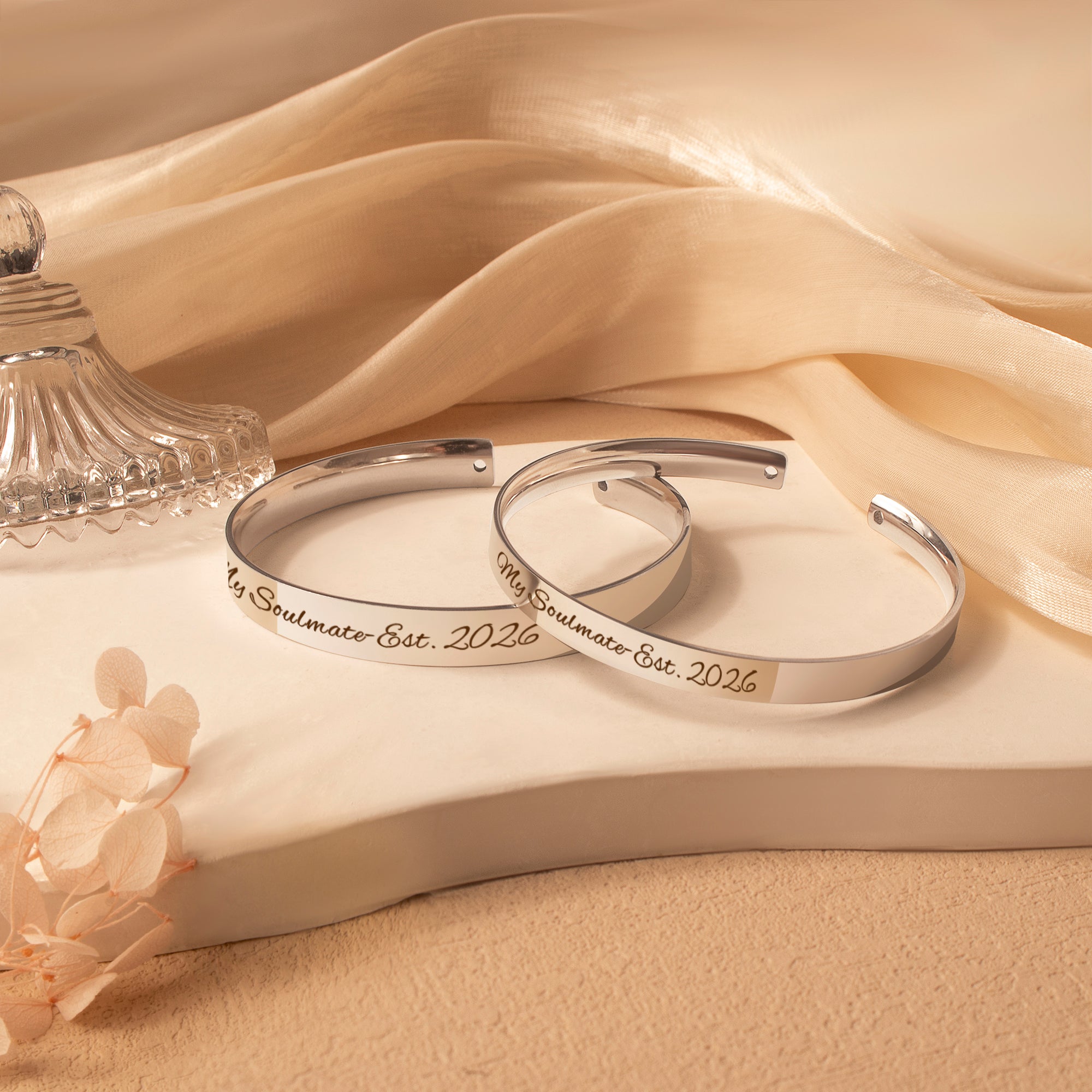 Custom 6mm and 8mm Matching Cuff Bangle Set