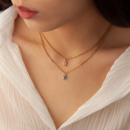 Gold Birthstone Charm Necklace