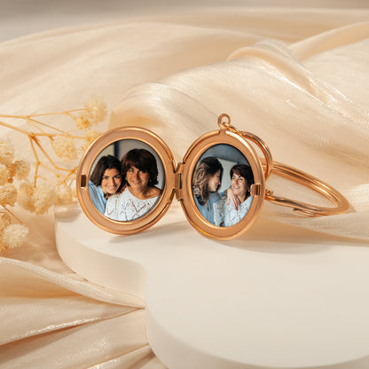 Custom Flower Garden Photo Locket Key Chain