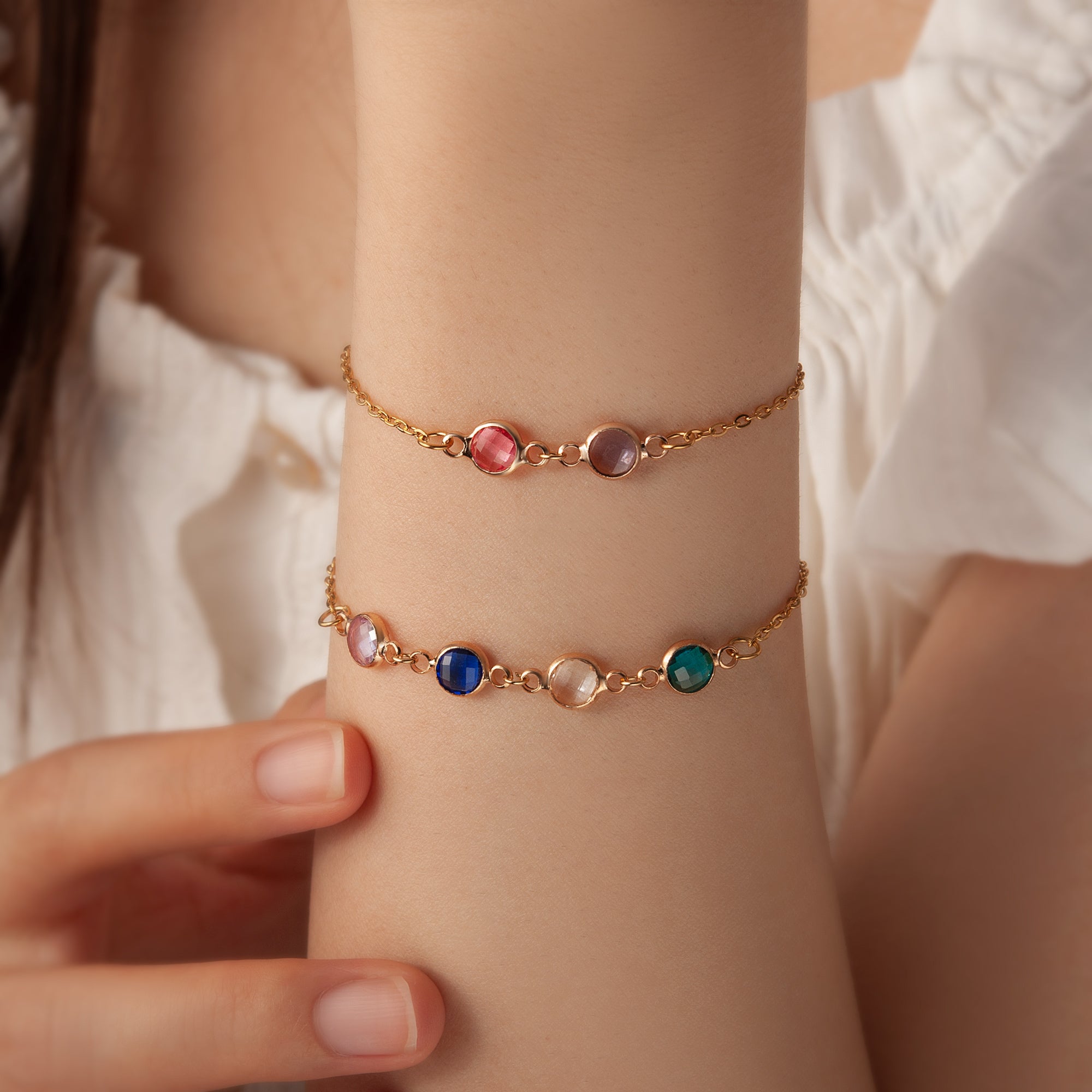 Birthstone Connecter Charm Bracelet