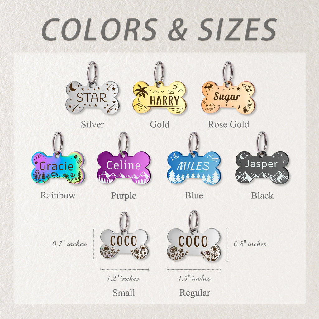 Personalized Bone Stainless Steel Pet ID Tag
