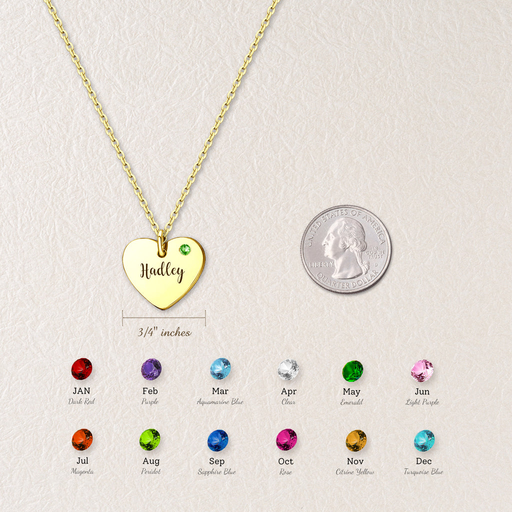 Personalized Birthstone Heart Necklace